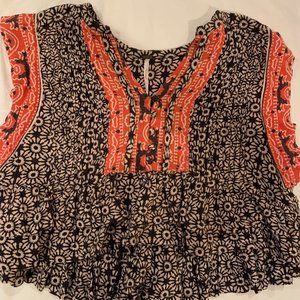 Free People Red, White, and Black Top